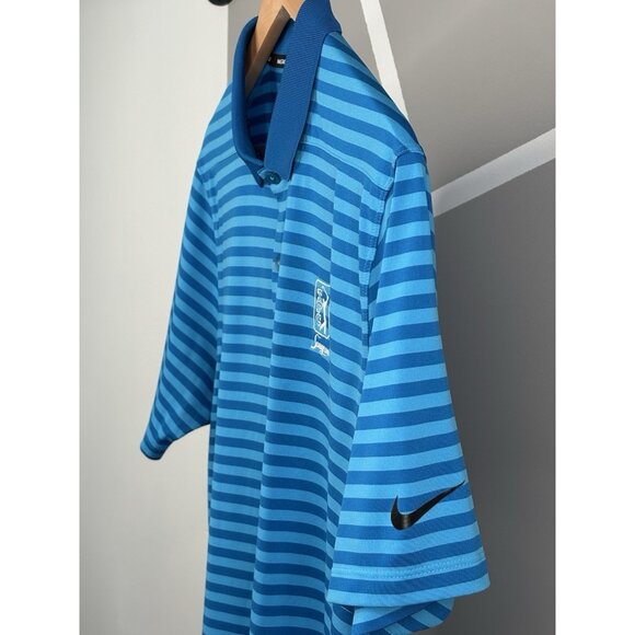 Nike Golf Polo Short Sleeve Shirt Men’s M TPC Sawgrass Blue Stripe PGA Dri-Fit - Picture 6 of 13